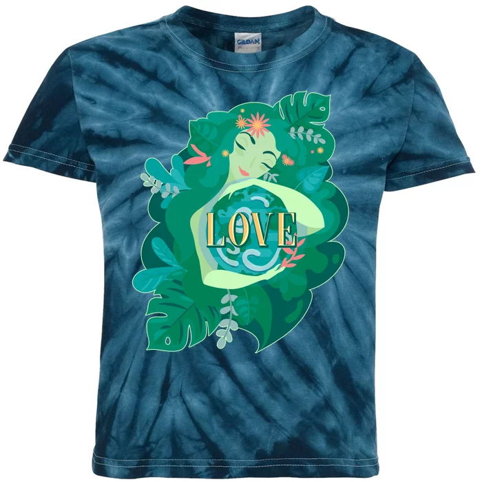 Mother Earth Hugging Earth Love Earth Day Kids Tie-Dye T-Shirt