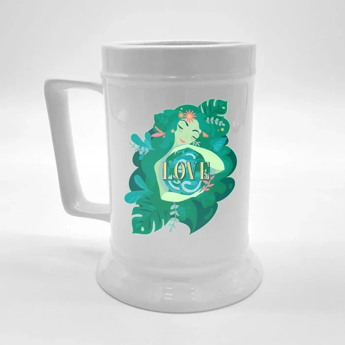 Mother Earth Hugging Earth Love Earth Day Front & Back Beer Stein