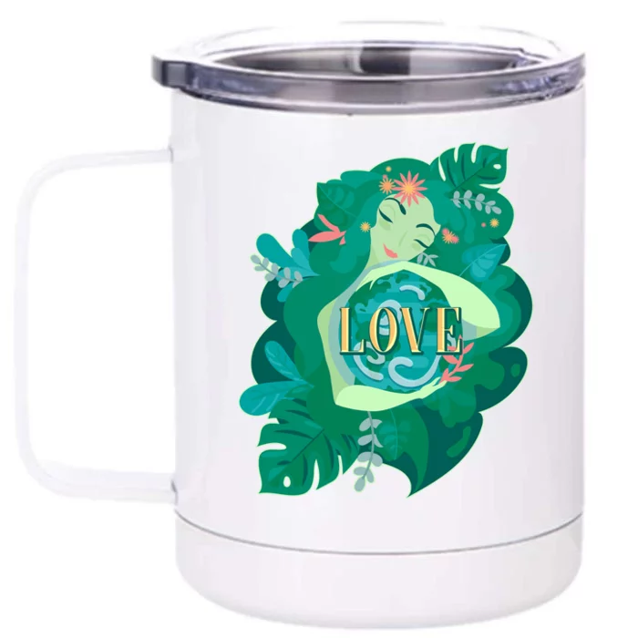 Mother Earth Hugging Earth Love Earth Day Front & Back 12oz Stainless Steel Tumbler Cup