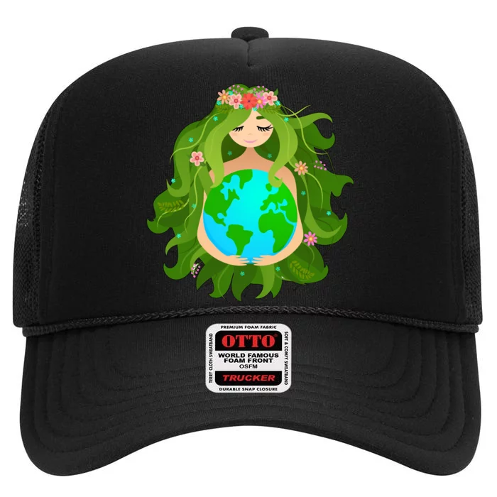 Mother Gaia Earth World Cute High Crown Mesh Trucker Hat