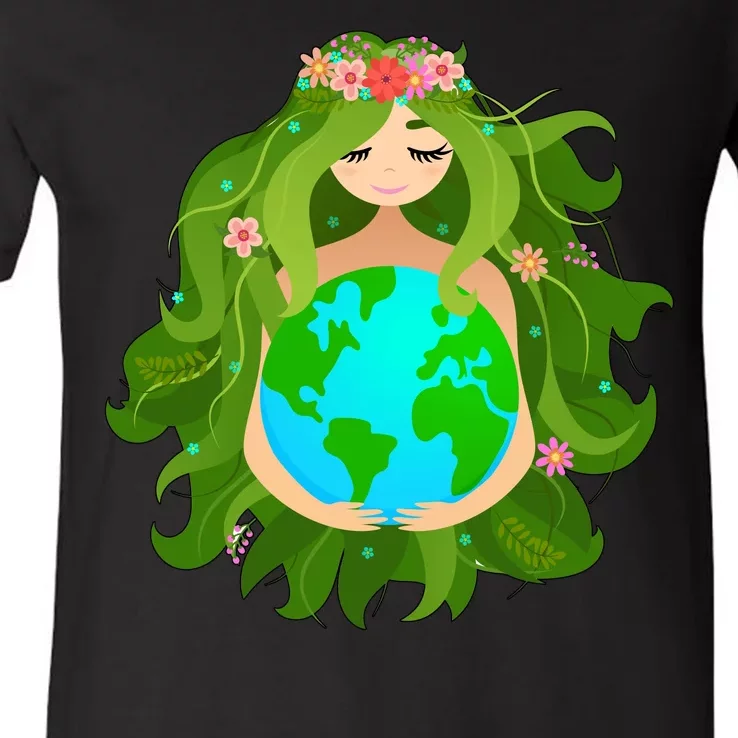 Mother Gaia Earth World Cute V-Neck T-Shirt