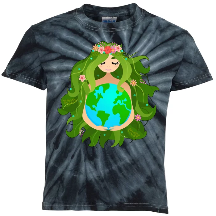 Mother Gaia Earth World Cute Kids Tie-Dye T-Shirt