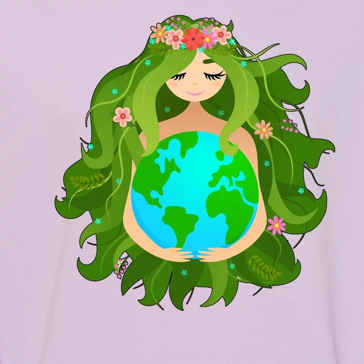 Mother Gaia Earth World Cute Garment-Dyed Sweatshirt