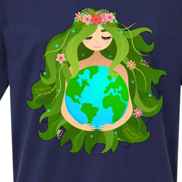 Mother Gaia Earth World Cute Sueded Cloud Jersey T-Shirt