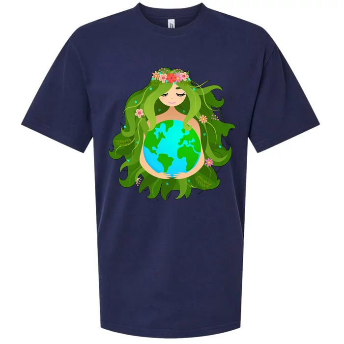 Mother Gaia Earth World Cute Sueded Cloud Jersey T-Shirt