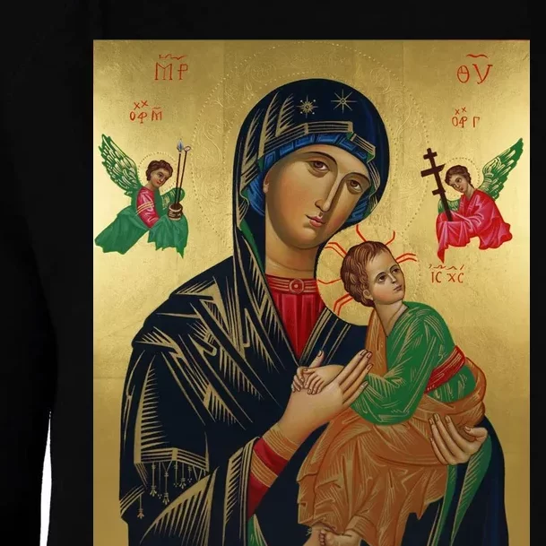 Mother Mary And Jesus Womens Funnel Neck Pullover Hood