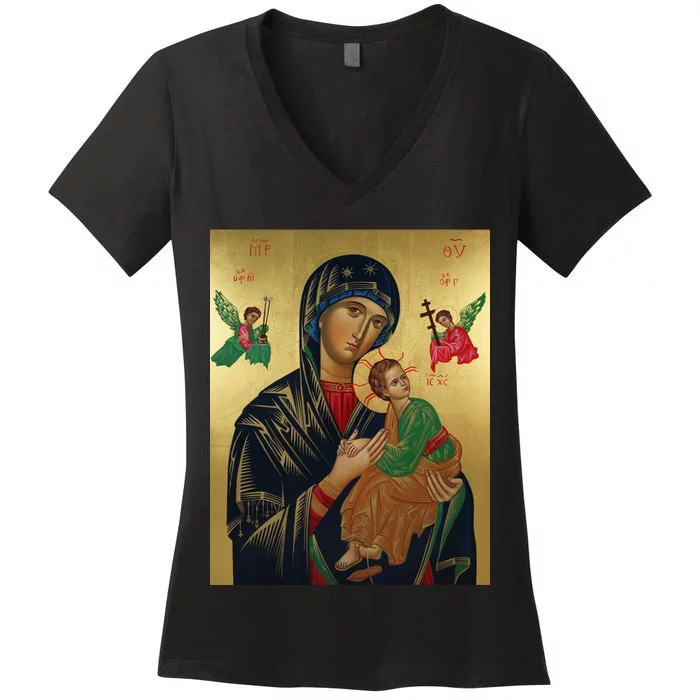 Mother Mary And Jesus Women's V-Neck T-Shirt