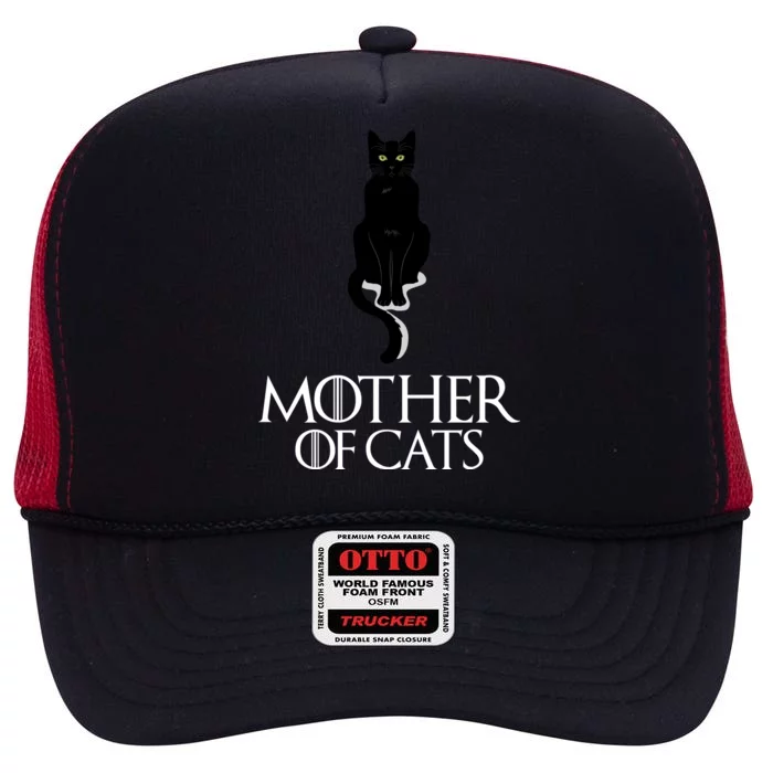 Mother of Cats Funny Cat Lover High Crown Mesh Trucker Hat