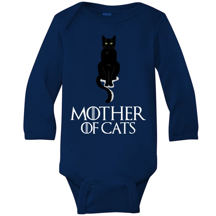 Mother of Cats Funny Cat Lover Baby Long Sleeve Bodysuit