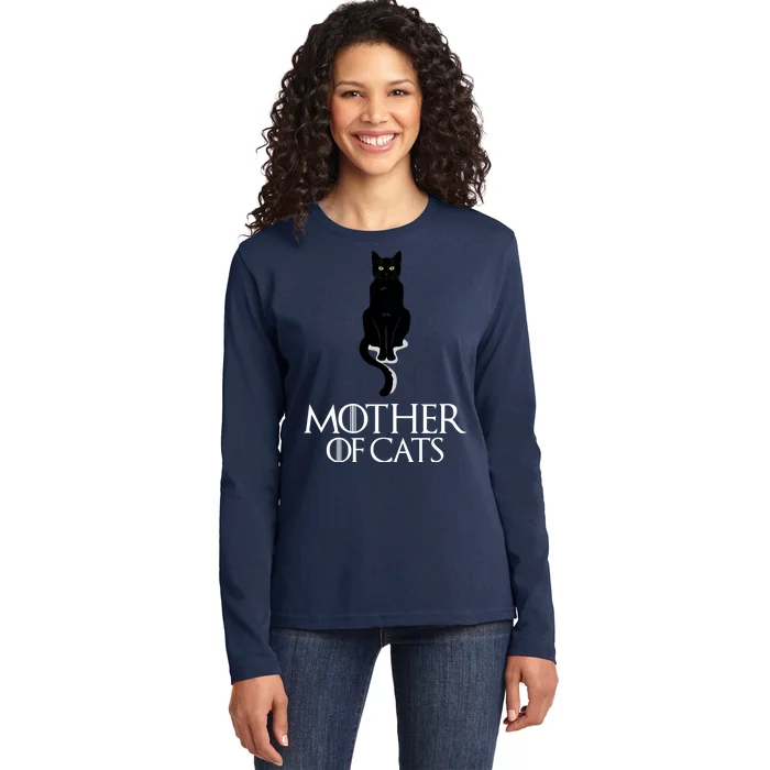 Mother of Cats Funny Cat Lover Ladies Long Sleeve Shirt