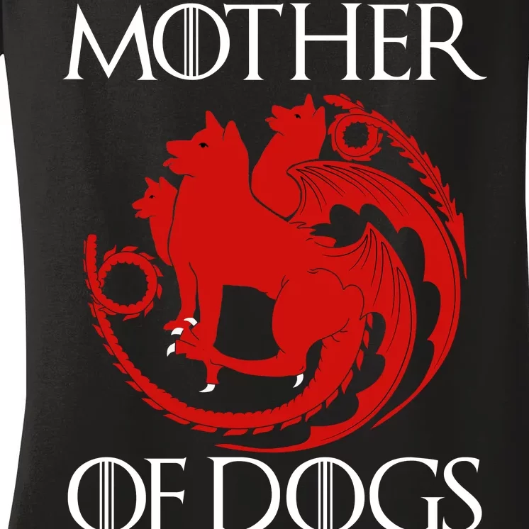 Mother Of Dogs Emblem Women's V-Neck T-Shirt