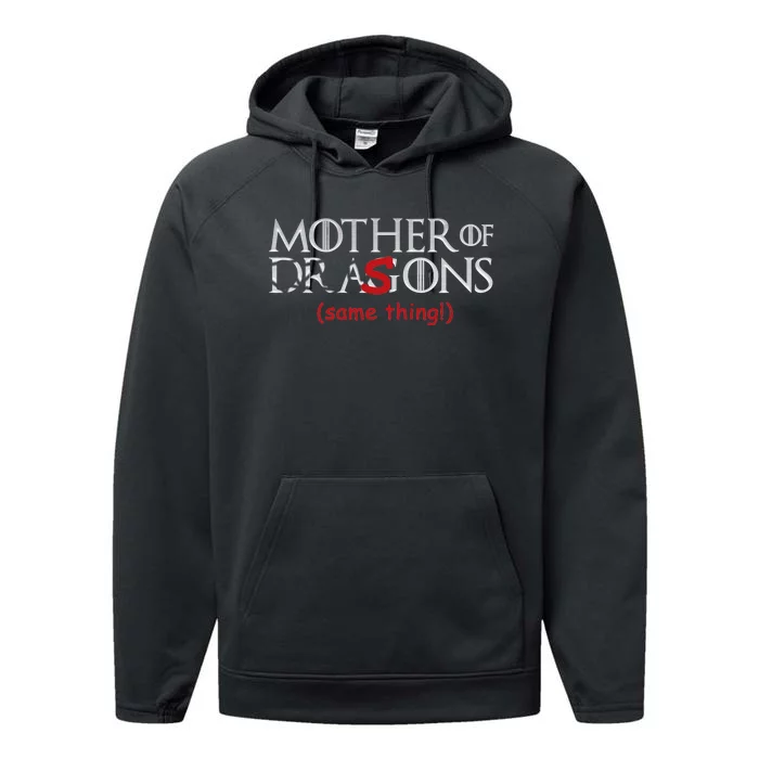 Mother Of Dragons Sons Same Thing Performance Fleece Hoodie