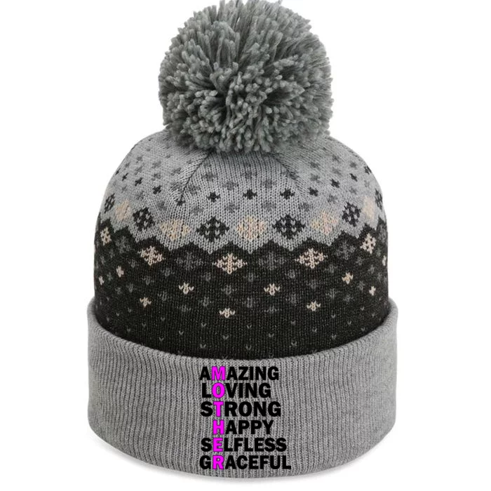 Mother's Day Quote Amazing Loving Strong Happy The Baniff Cuffed Pom Beanie