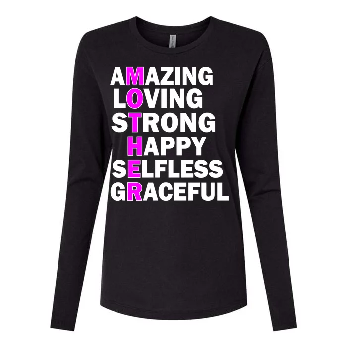 Mother's Day Quote Amazing Loving Strong Happy Womens Cotton Relaxed Long Sleeve T-Shirt