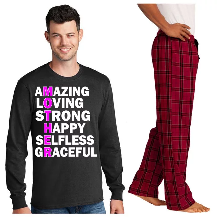 Mother's Day Quote Amazing Loving Strong Happy Long Sleeve Pajama Set