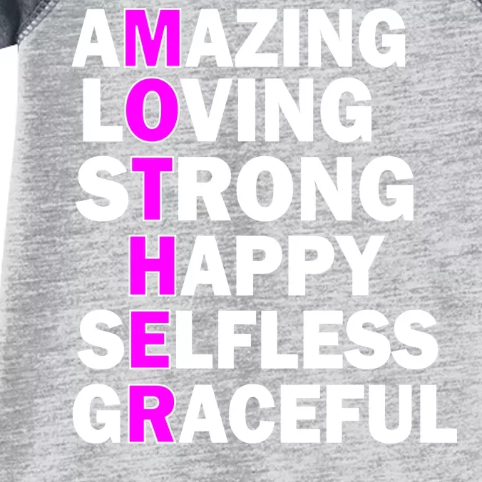 Mother's Day Quote Amazing Loving Strong Happy Infant Baby Jersey Bodysuit