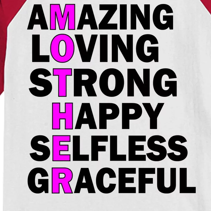 Mother's Day Quote Amazing Loving Strong Happy Kids Colorblock Raglan Jersey