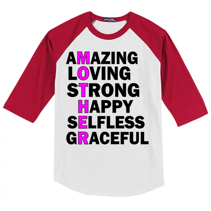 Mother's Day Quote Amazing Loving Strong Happy Kids Colorblock Raglan Jersey