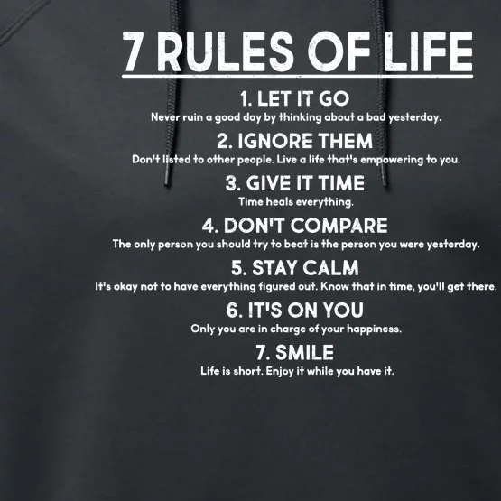 Motivational 7 Rules Of Life Performance Fleece Hoodie