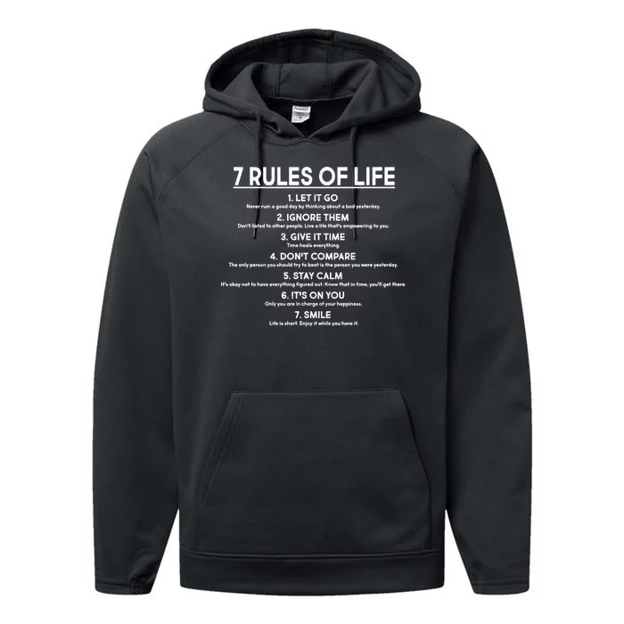 Motivational 7 Rules Of Life Performance Fleece Hoodie