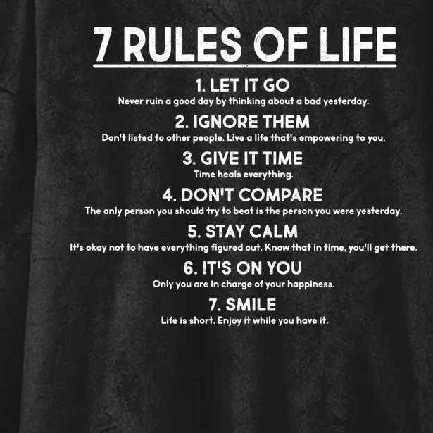 Motivational 7 Rules Of Life Hooded Wearable Blanket