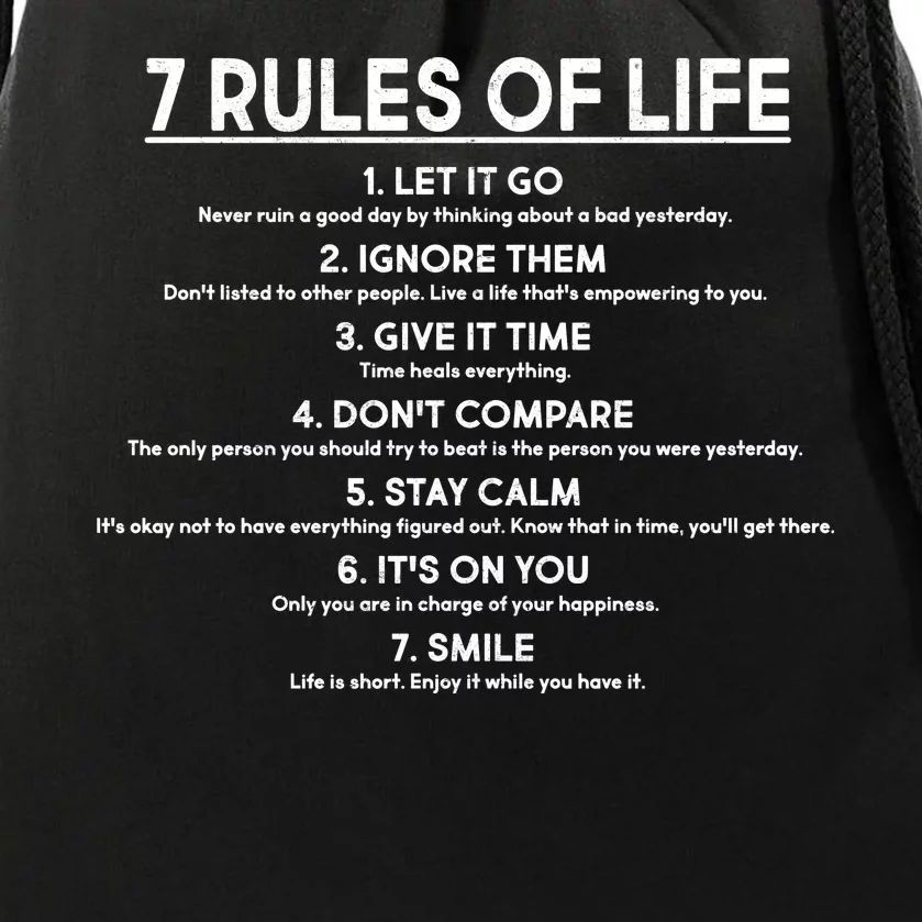 Motivational 7 Rules Of Life Drawstring Bag