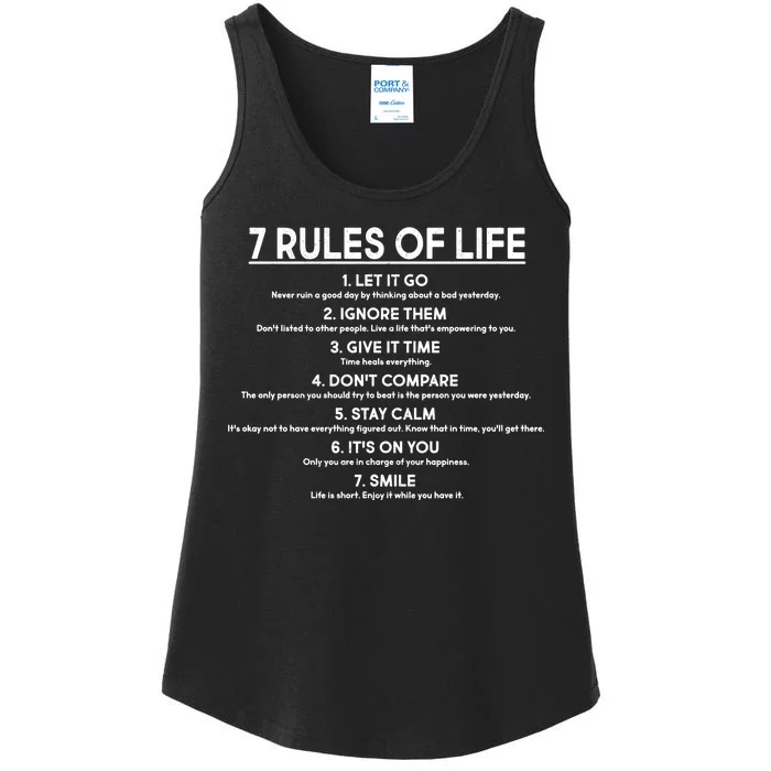 Motivational 7 Rules Of Life Ladies Essential Tank