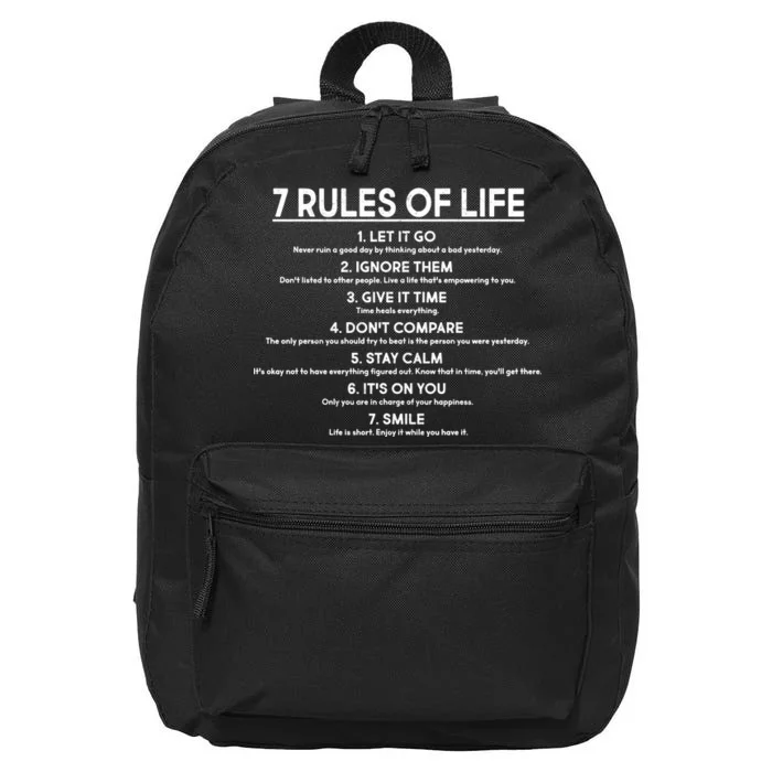 Motivational 7 Rules Of Life 16 in Basic Backpack