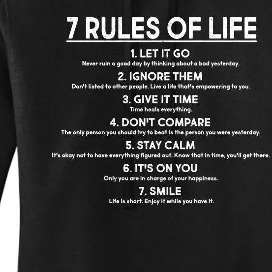 Motivational 7 Rules Of Life Women's Pullover Hoodie