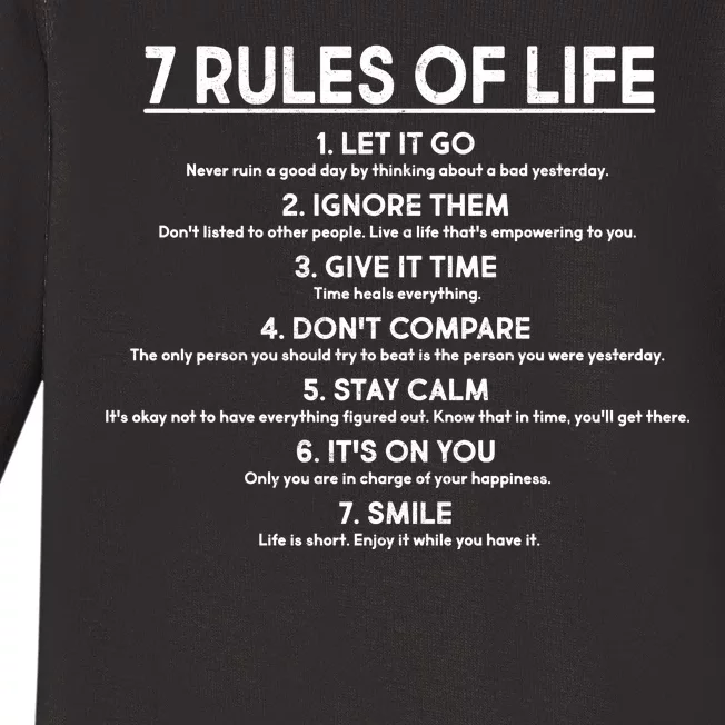 Motivational 7 Rules Of Life Baby Long Sleeve Bodysuit