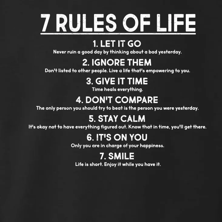 Motivational 7 Rules Of Life Toddler Hoodie