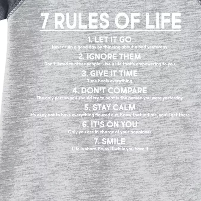 Motivational 7 Rules Of Life Infant Baby Jersey Bodysuit