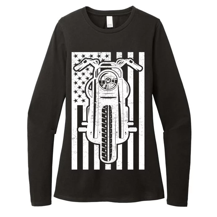 Motorcycle Biker USA Flag Womens CVC Long Sleeve Shirt