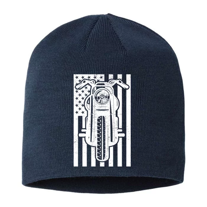 Motorcycle Biker USA Flag 8 1/2in Sustainable Knit Beanie