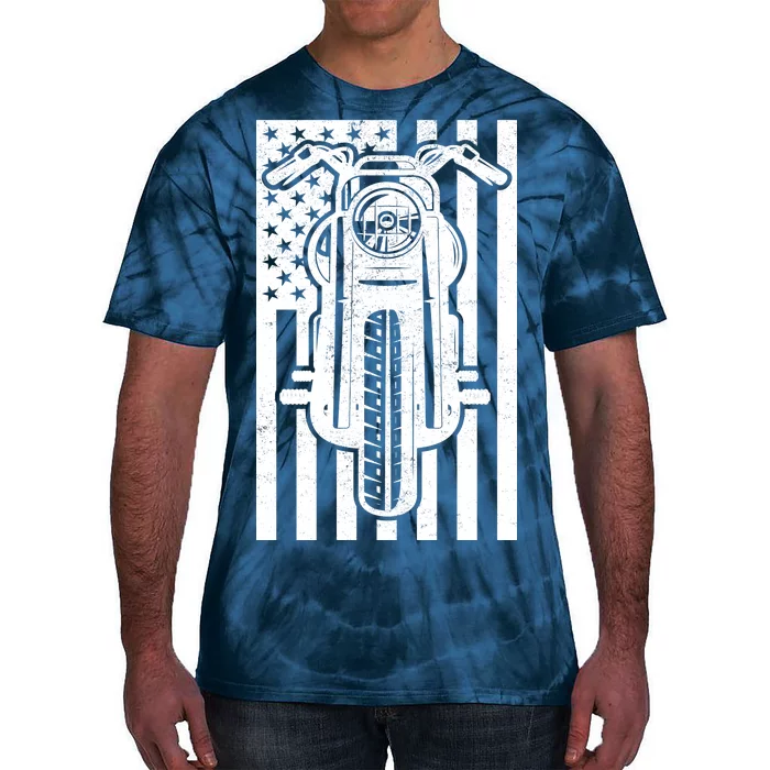 Motorcycle Biker USA Flag Tie-Dye T-Shirt