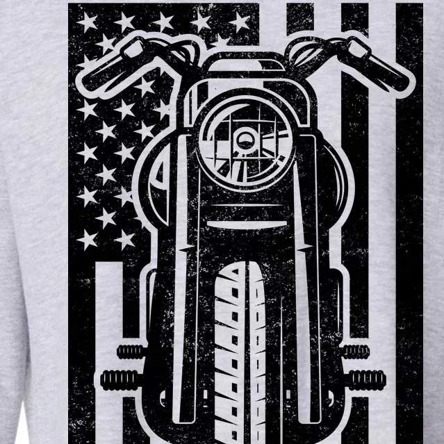 Motorcycle Biker USA Flag Cropped Pullover Crew