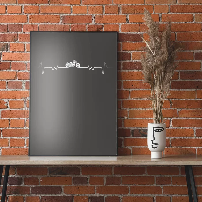 Motorcycle Heartbeat Pulse Biker Poster