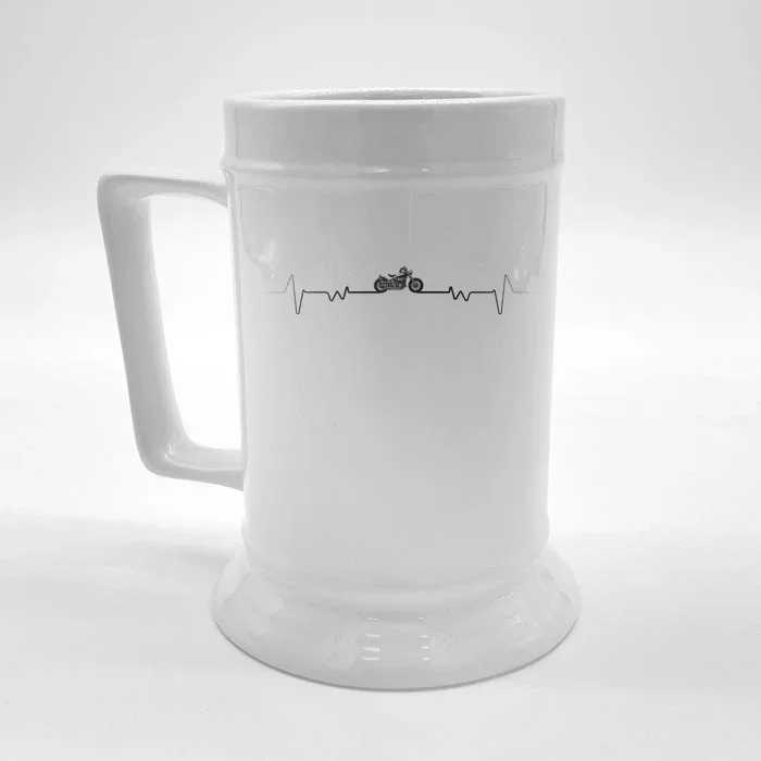 Motorcycle Heartbeat Pulse Biker Front & Back Beer Stein