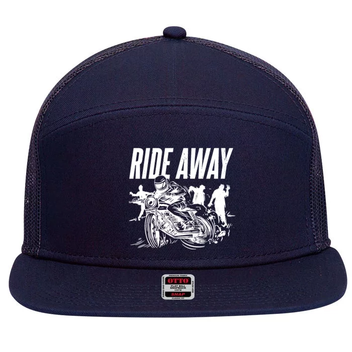 Motorcycle Zombies Ride Away 7 Panel Mesh Trucker Snapback Hat