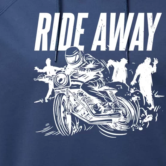 Motorcycle Zombies Ride Away Performance Fleece Hoodie