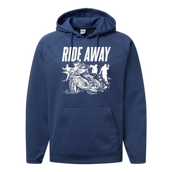 Motorcycle Zombies Ride Away Performance Fleece Hoodie