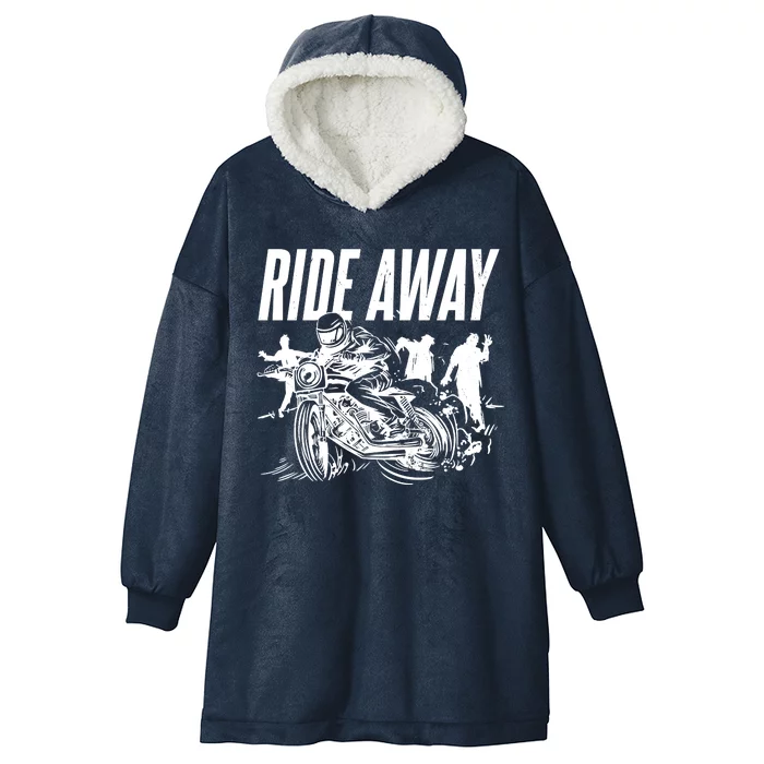 Motorcycle Zombies Ride Away Hooded Wearable Blanket