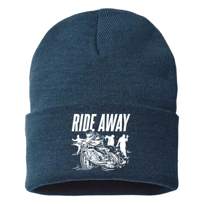 Motorcycle Zombies Ride Away Sustainable Knit Beanie