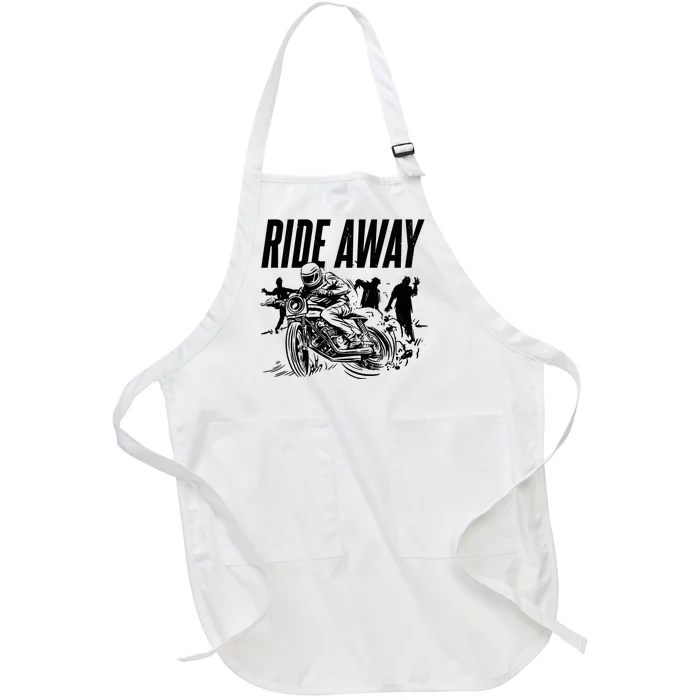 Motorcycle Zombies Ride Away Full-Length Apron With Pocket