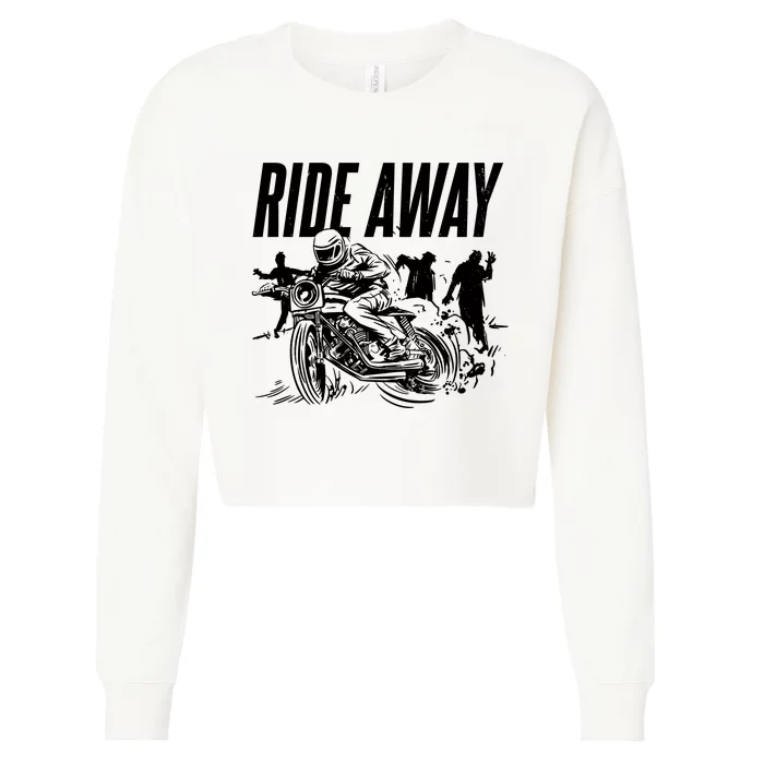 Motorcycle Zombies Ride Away Cropped Pullover Crew