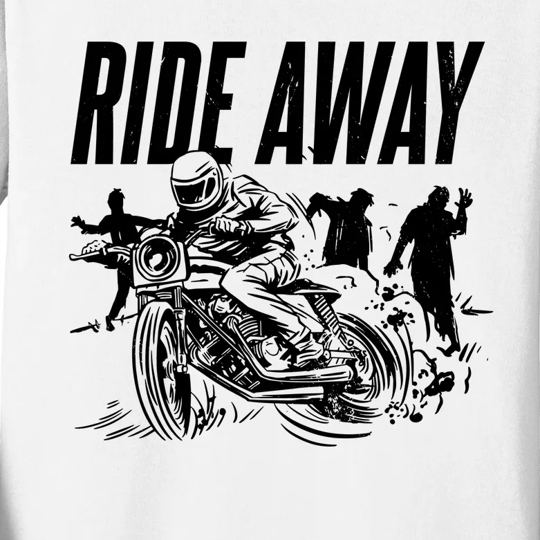 Motorcycle Zombies Ride Away Kids Long Sleeve Shirt