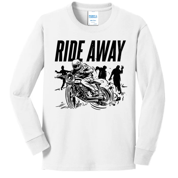 Motorcycle Zombies Ride Away Kids Long Sleeve Shirt