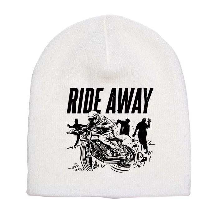 Motorcycle Zombies Ride Away Short Acrylic Beanie