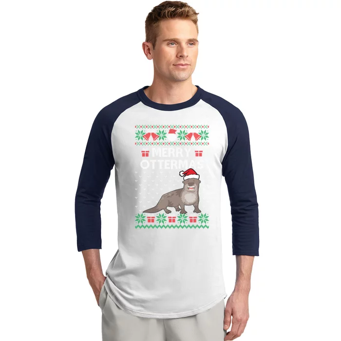 Merry Ottermas Ugly Christmas Sweaters Cool Gift Baseball Sleeve Shirt