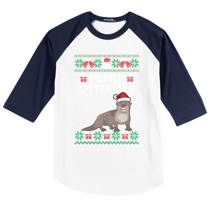 Merry Ottermas Ugly Christmas Sweaters Cool Gift Baseball Sleeve Shirt